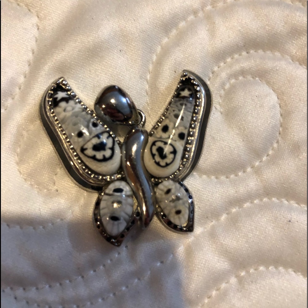 Black & white butterfly charm